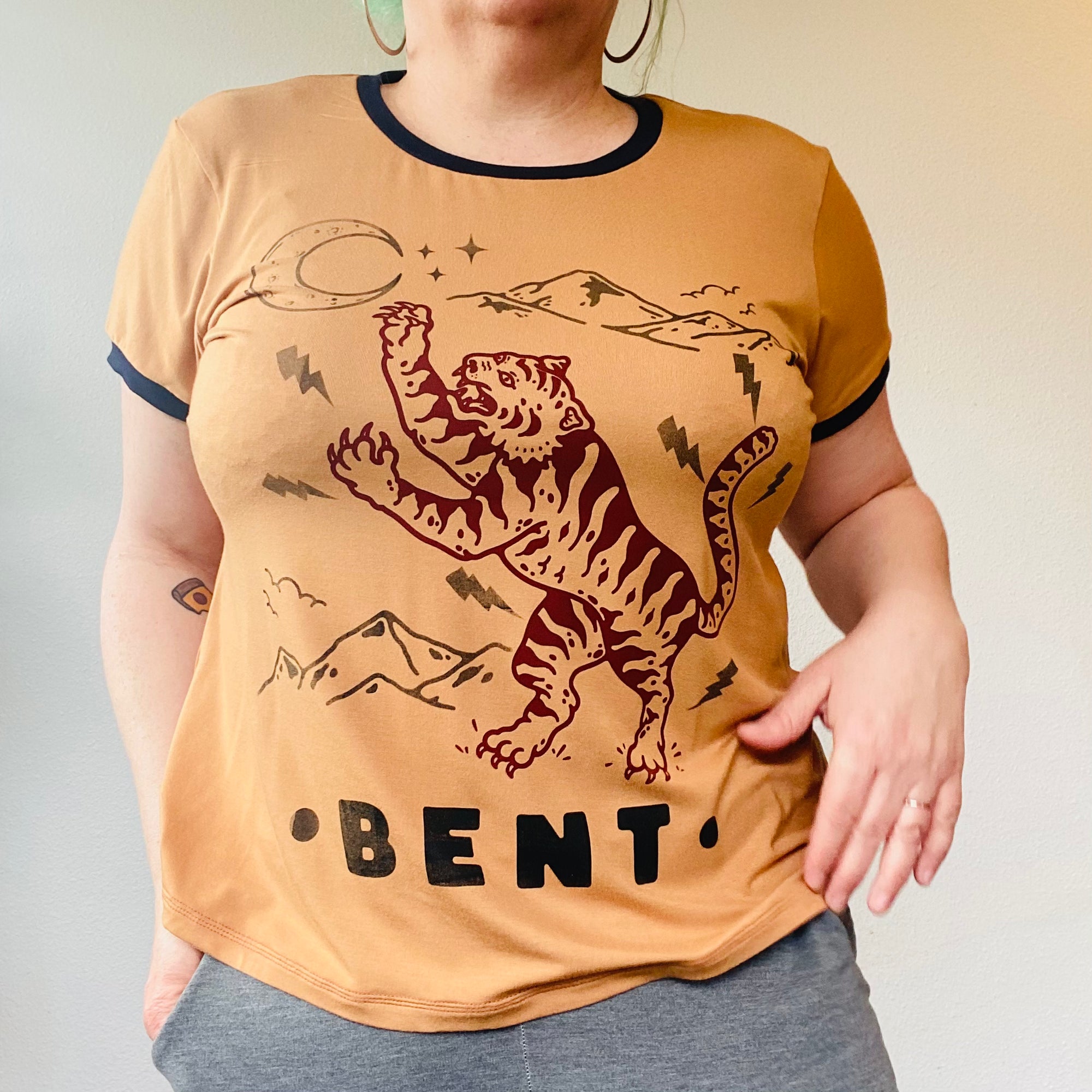 BENT custom screenprinted ringer tee